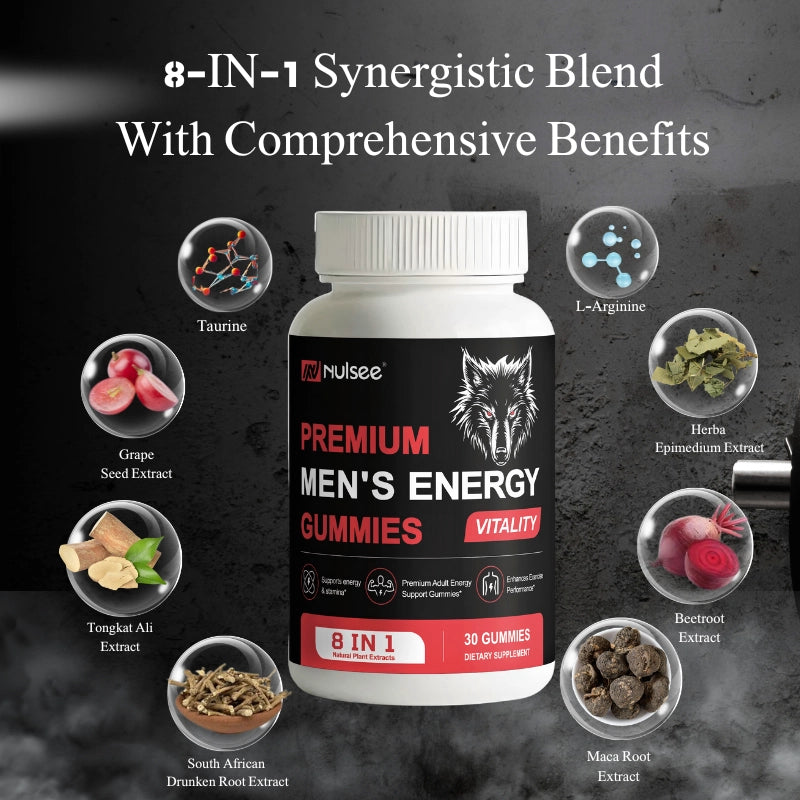 Nulsee Men’s Daily Functional Gummies — 8-in-1 Botanical Blend